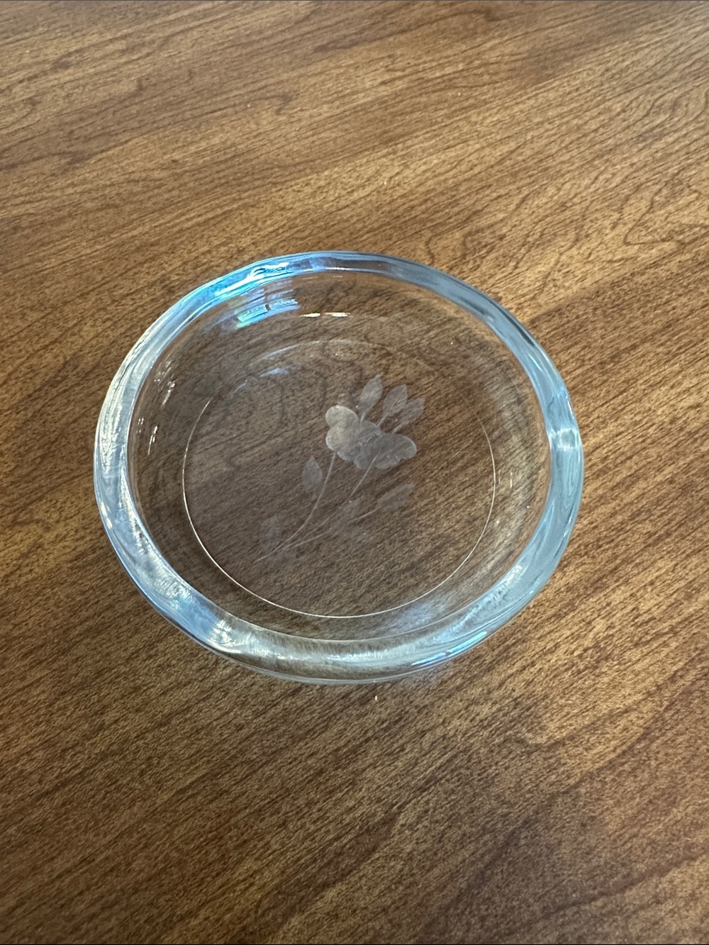 Princess House Clear Etched Floral Glass ashtray - Clear Vintage